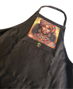 Delantal de cocina unisex negro con estampado