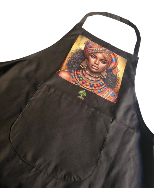 Delantal de cocina unisex negro con estampado