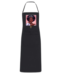 Delantal de cocina unisex negro con estampado