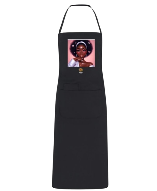 Delantal de cocina unisex negro con estampado