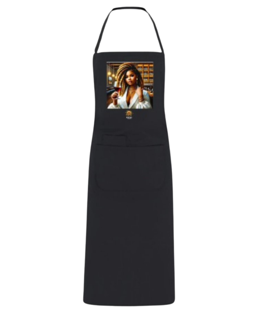 Delantal de cocina unisex negro con estampado